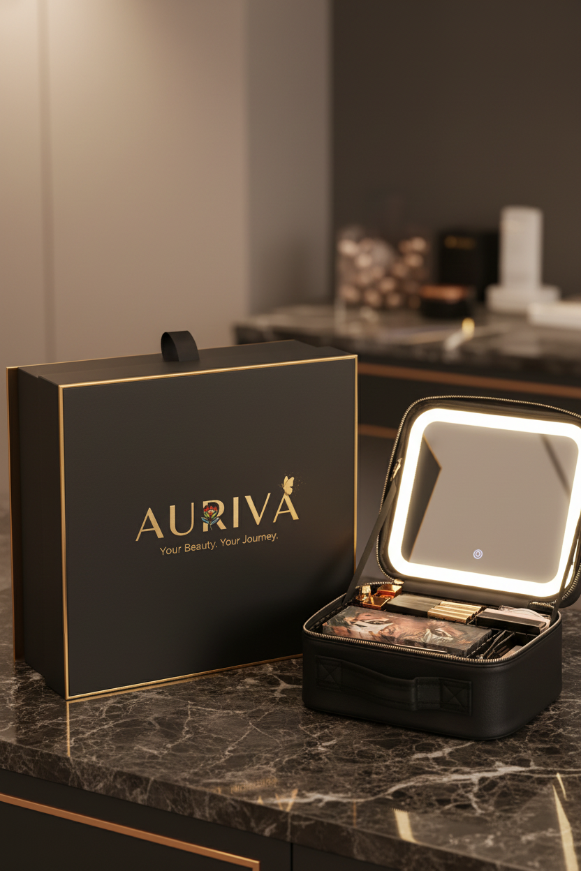 Auriva Rose Premium (Makeup Travel Bag With LED Mirror)